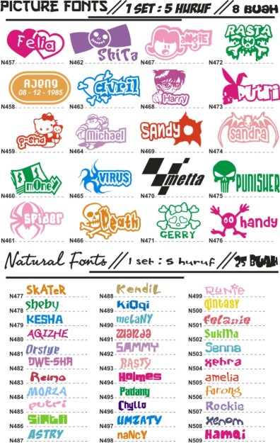 40 Koleski Terbaik Desain Stiker  Cutting Nama  Aneka 